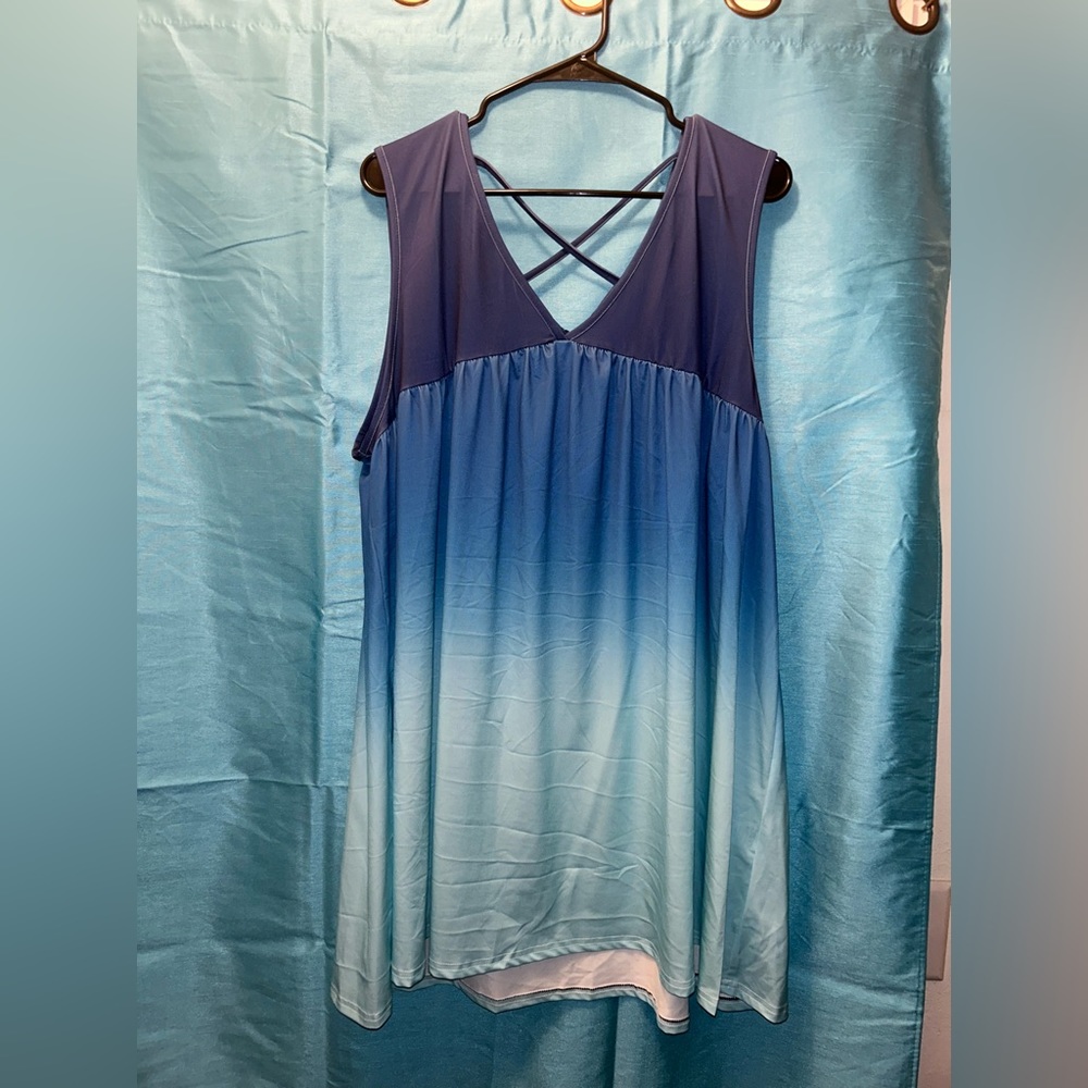 NWT! Blue ombré v neck dress Lily by Firmiana 2X!!